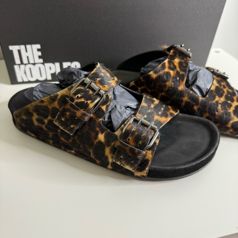 The Kooples - Leopard Print Women's Buckle Slide Sandals - NWB sz 38 - Picture 9 of 14